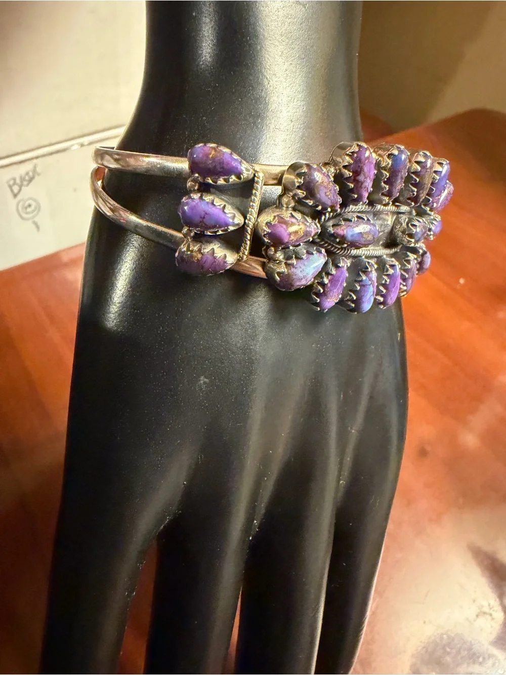 925 Sterling Purple Mohave Southwestern Cluster  Cuff Bracelet 7” - 27.3 g